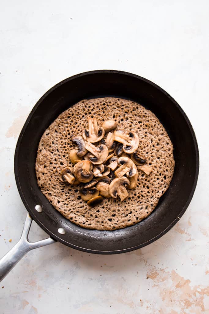 Savory buckwheat galette with mushrooms
