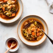 Cabbage soup with sun-dried tomatoes