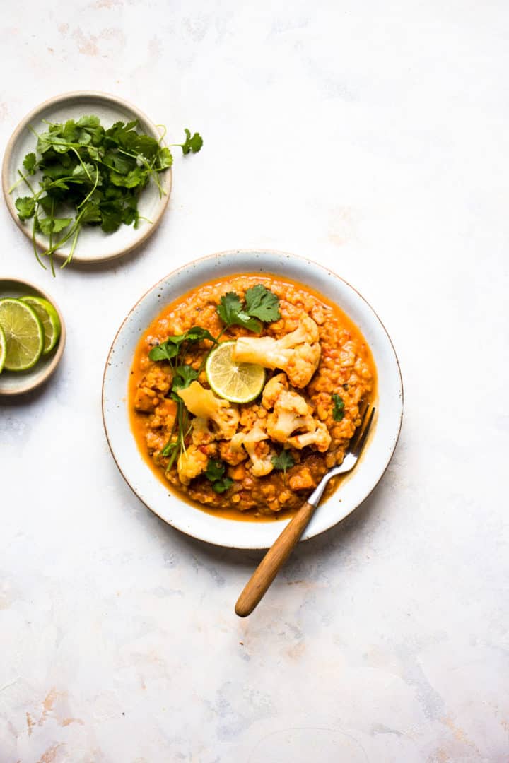 Cauliflower Dahl on a plate