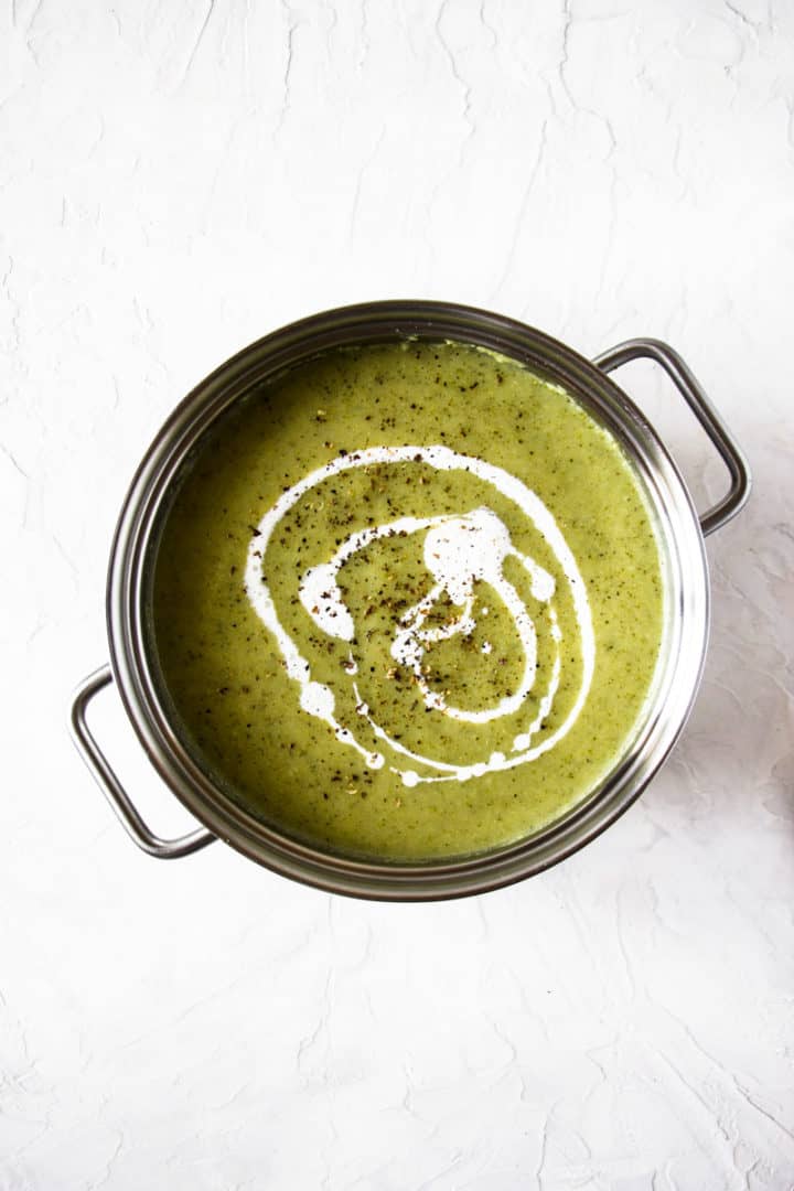 Simple broccoli soup with dairy free cream and pepper