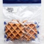 Two waffes in a plastic zip bag with a handwritten label.
